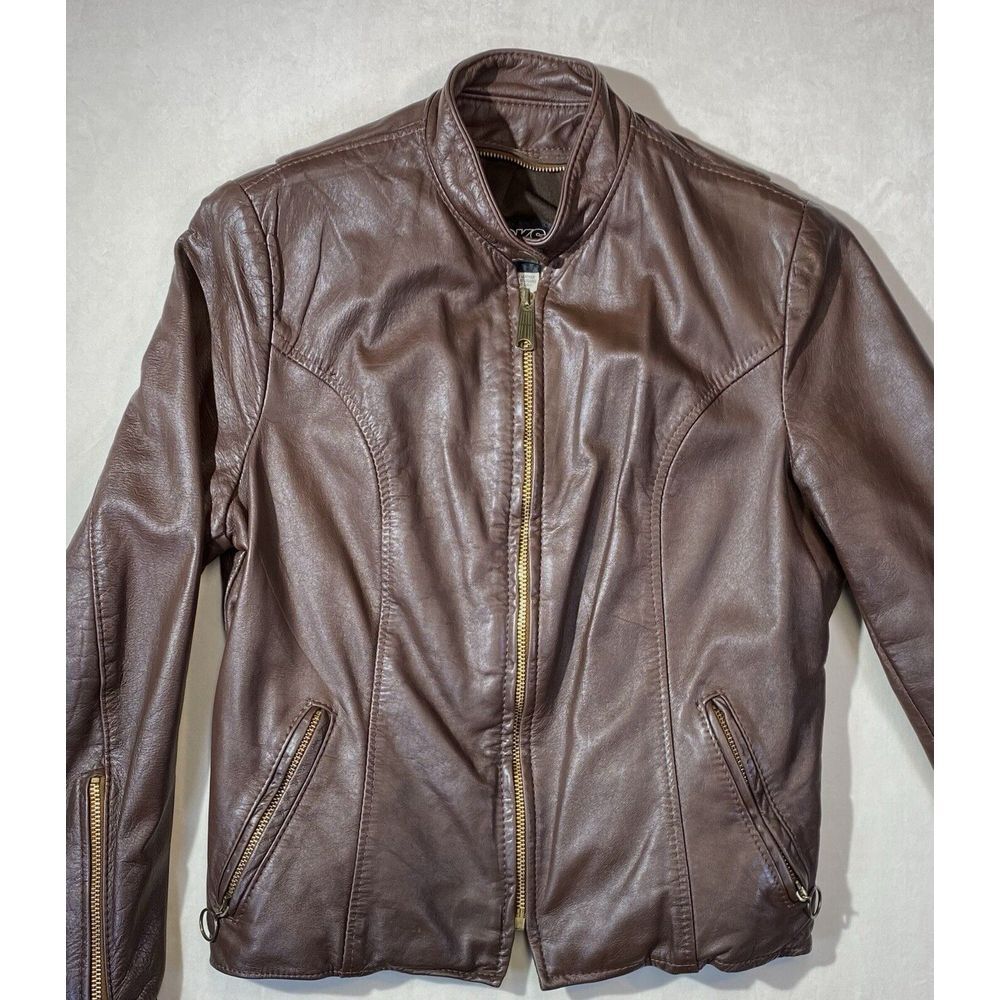 Vintage Brooks Leather Sportswear Brown Leather‎ Moto Jacket - Men's Size 36 Zip